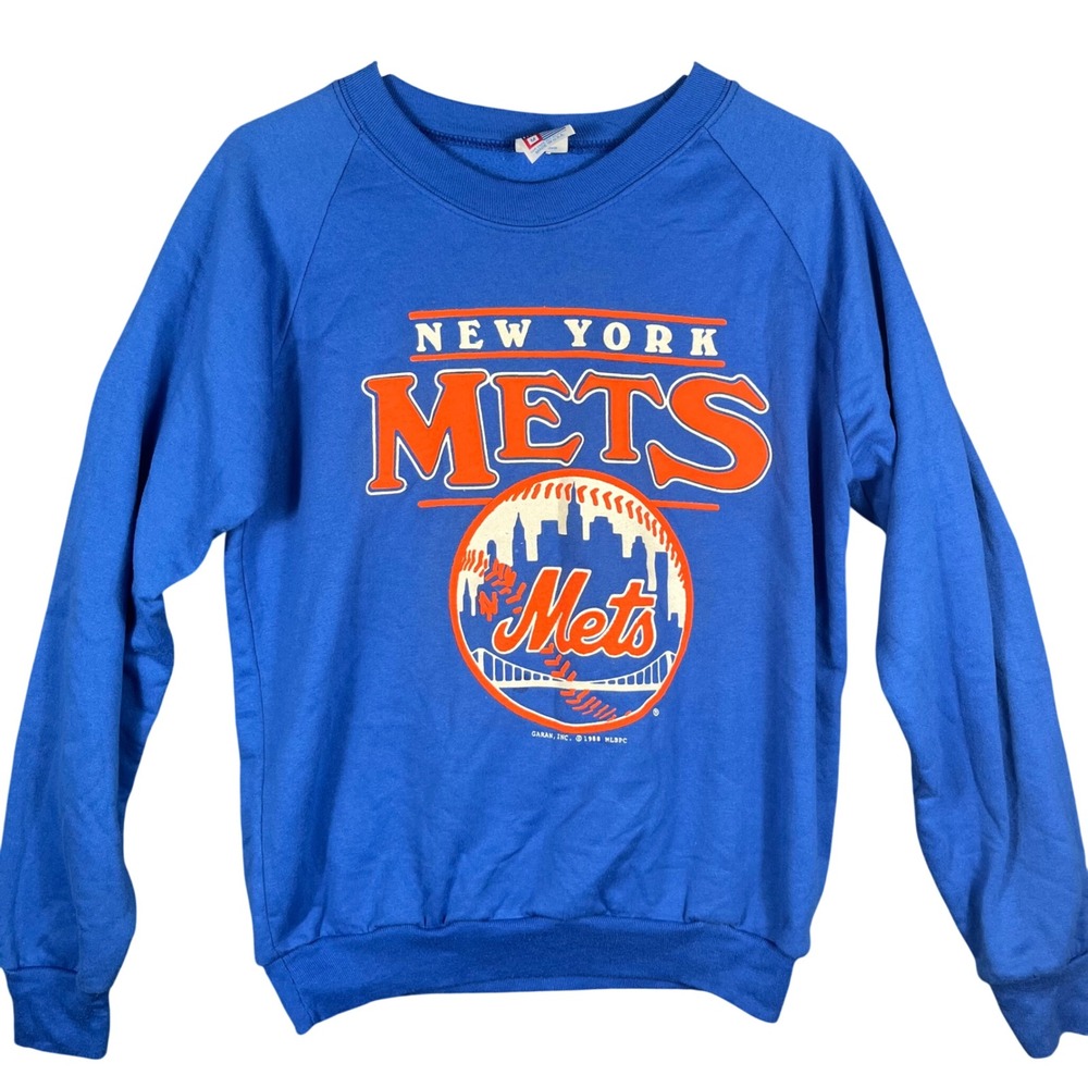 New York Mets Garan Sweatshirt Mens Medium Blue 1988 Vintage MLB Made in USA